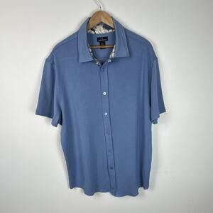 Daniel Hechter Men’s blue super soft short sleeve button-up polo. Size XL.